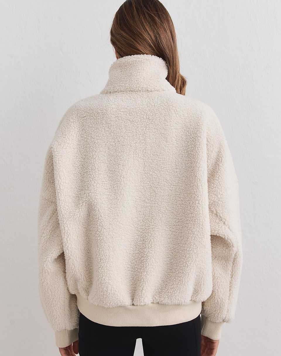 Sweat polaire demi-zip, crème