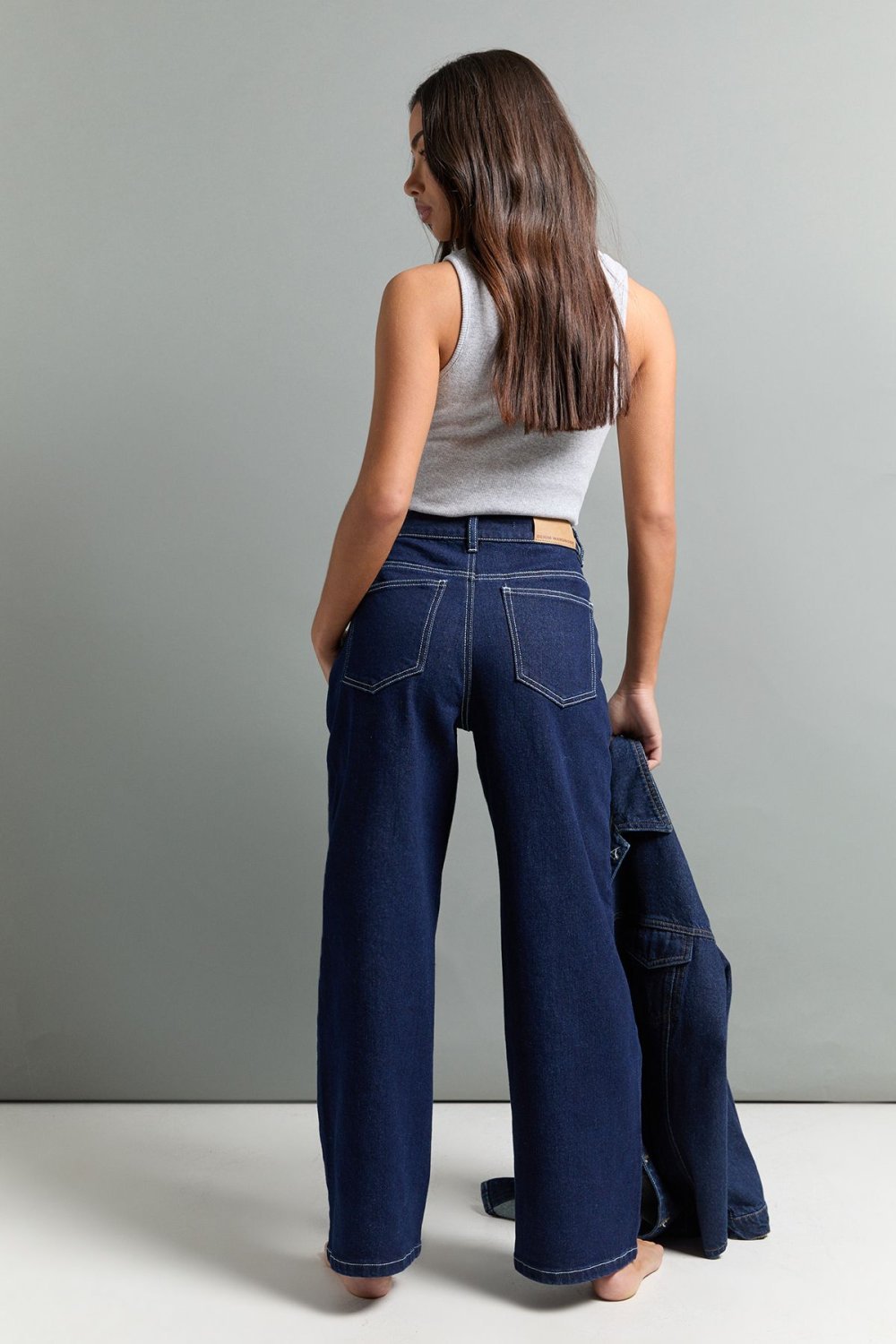 Indigo high-waisted straight leg jeans - Petite