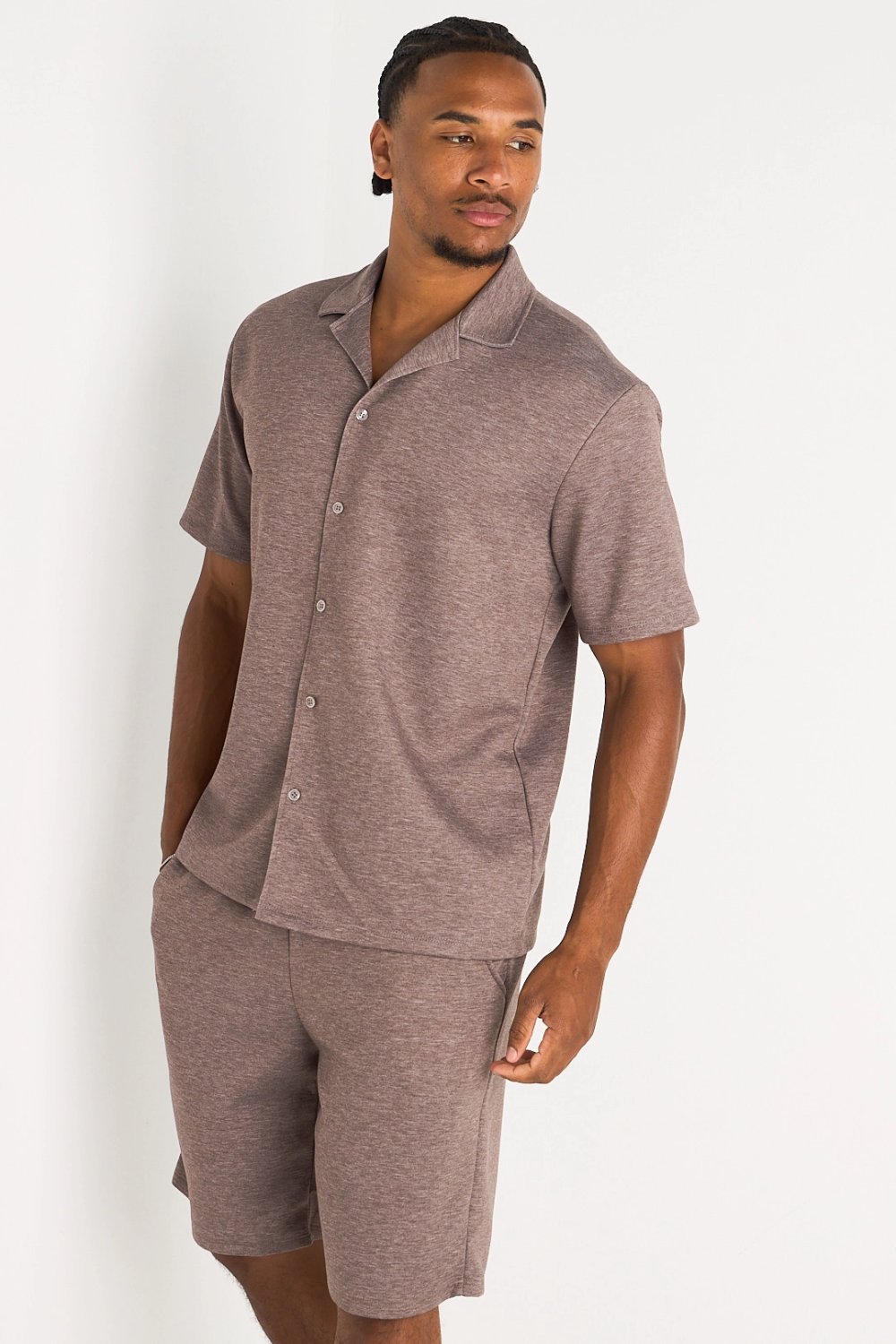 Ensemble chemise w short fluide marron