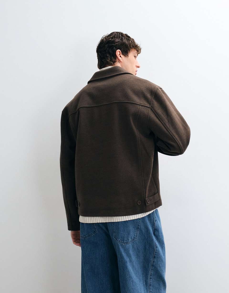 Veste zippée effet laine marron