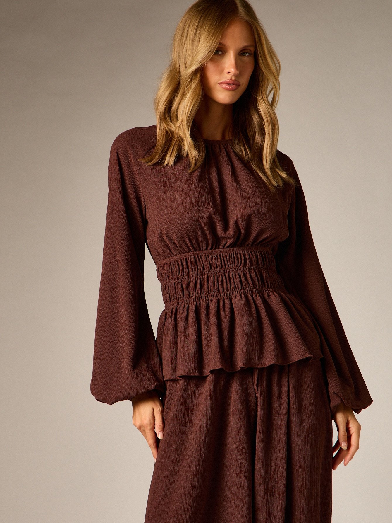 Ensemble blouse b basque w serwal harem froissé