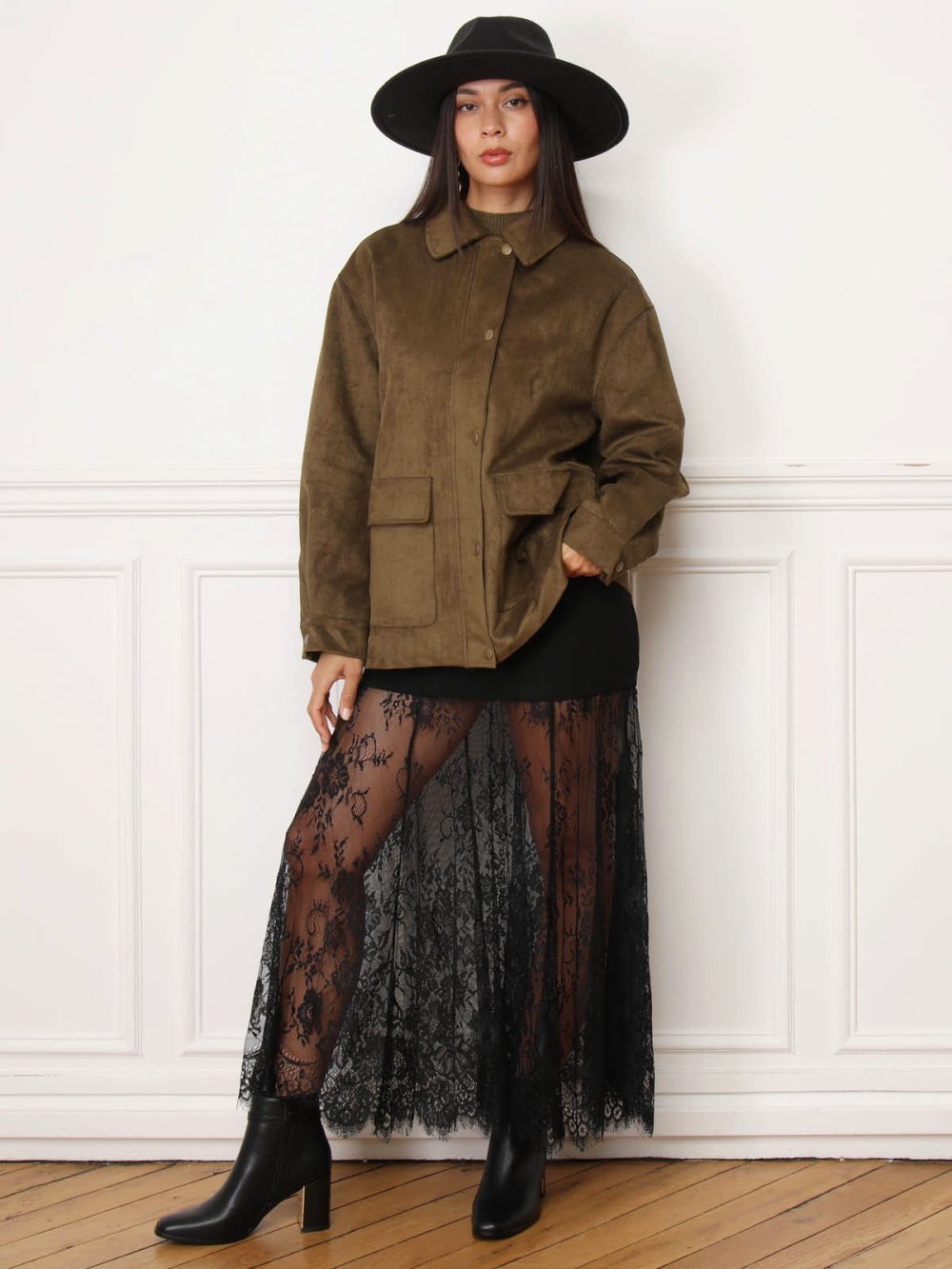 Blouson suédine b jyob plaqués kaki