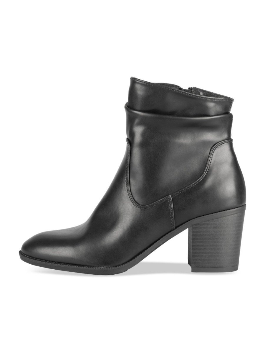 Black block-heel boots with slouchy shaft
