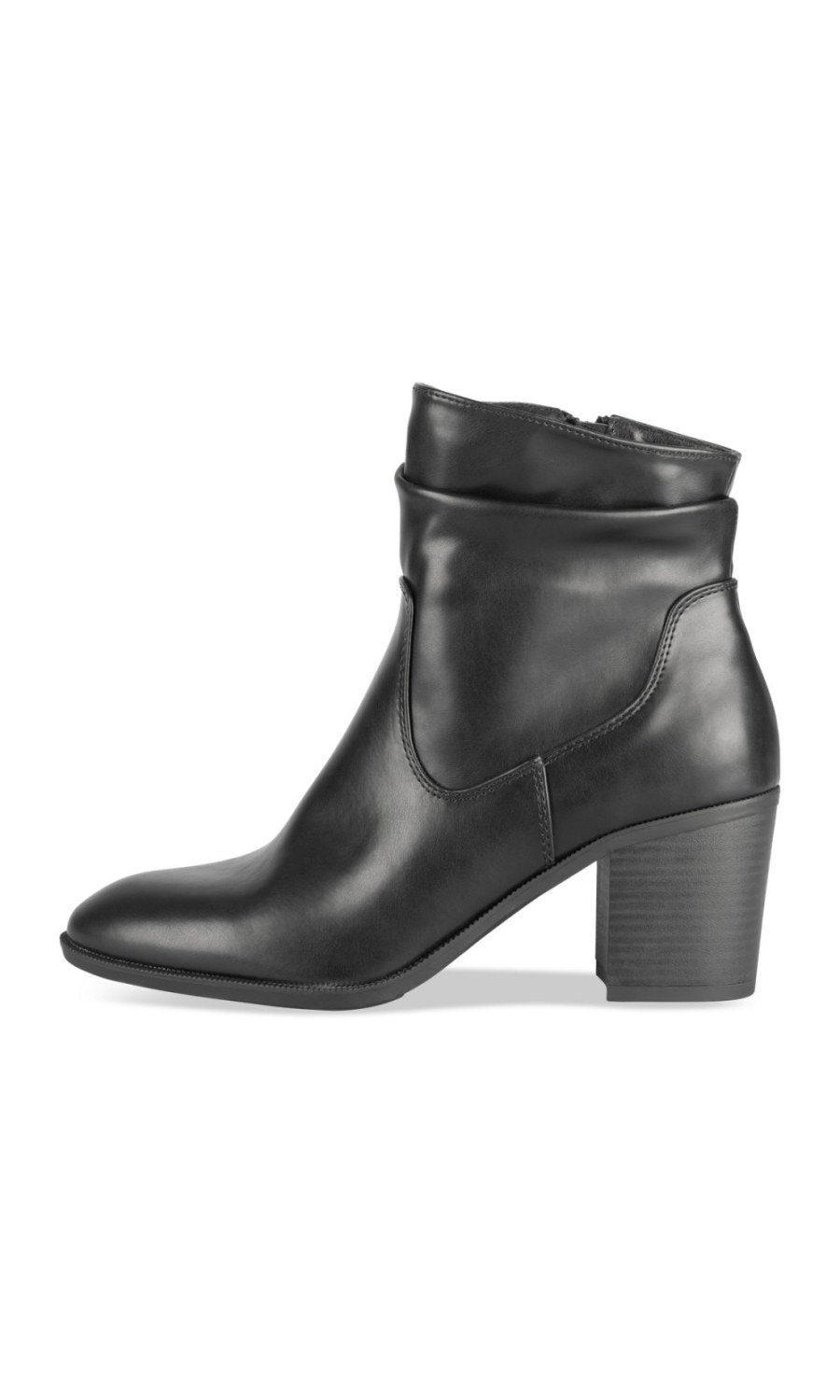 Black block-heel boots with slouchy shaft