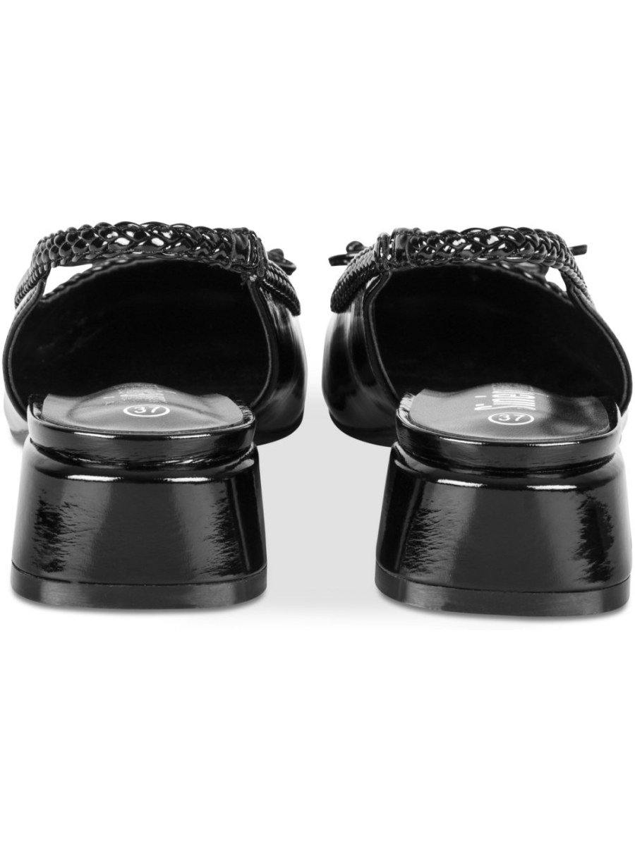 Black patent slingbacks with bow