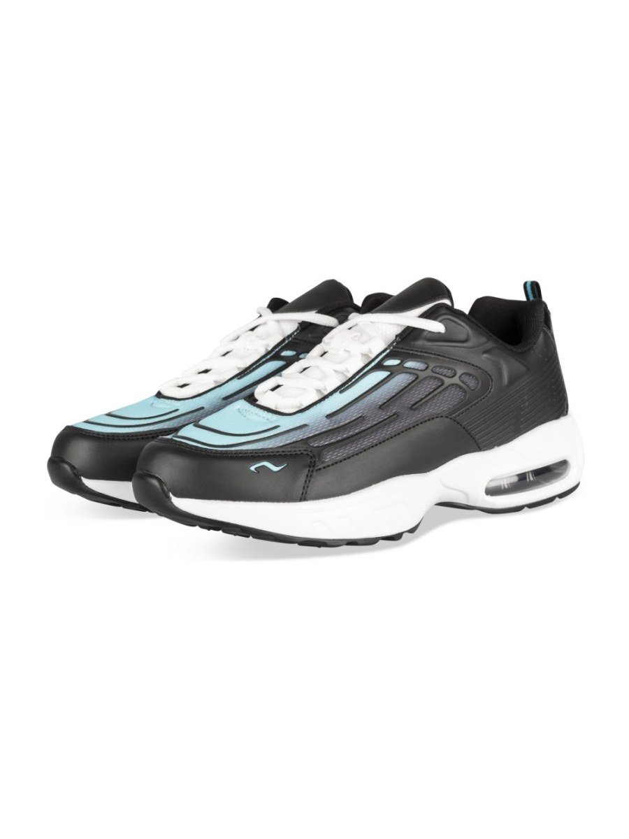 Black and white retro sneakers with air bubble sole