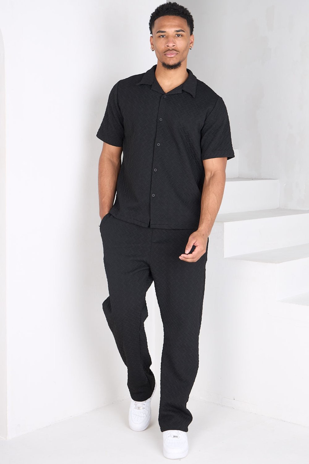Ensemble chemise et pantalon côtelé noir