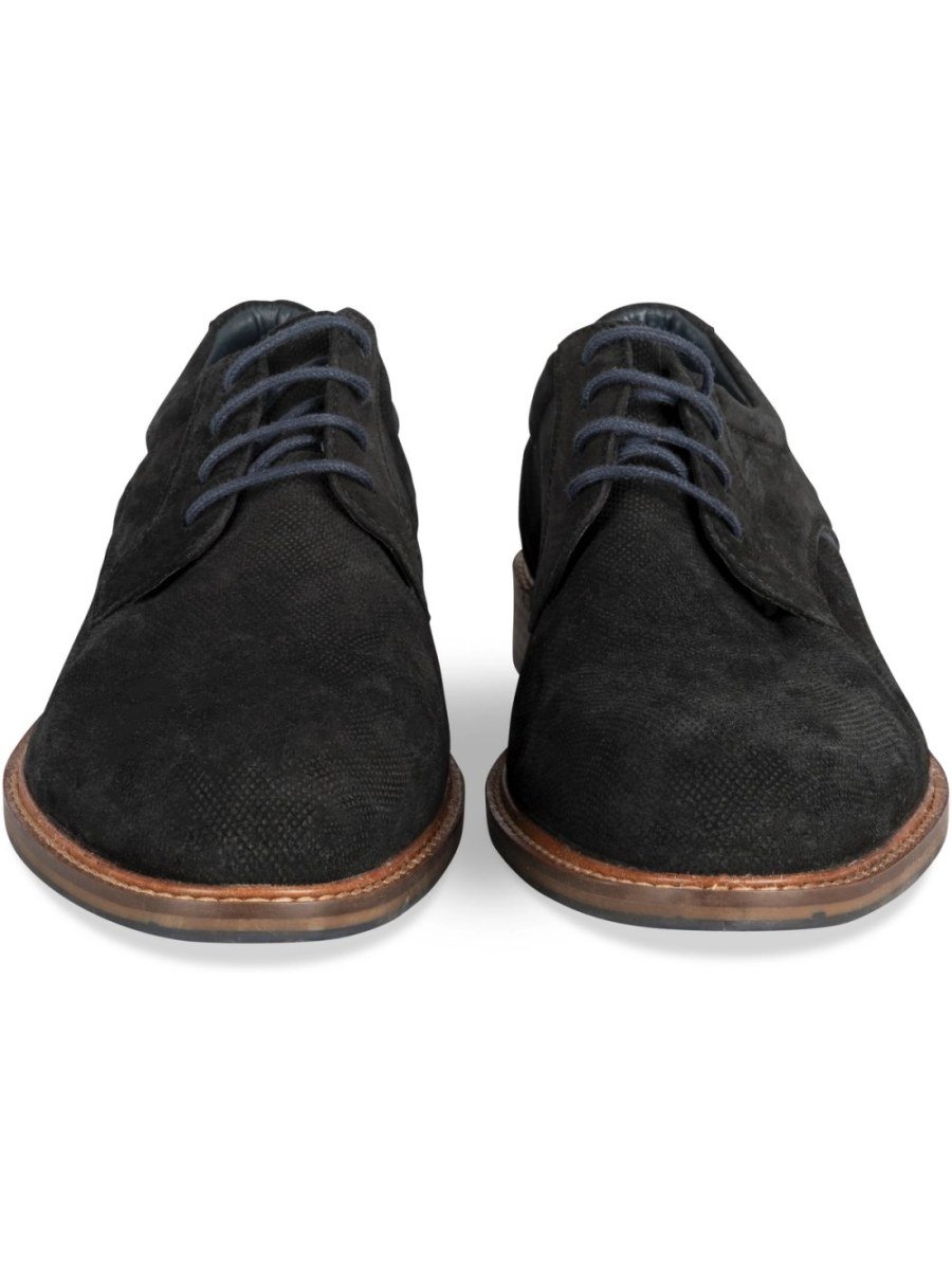 Derbies aspect suédine semelle camel noirs