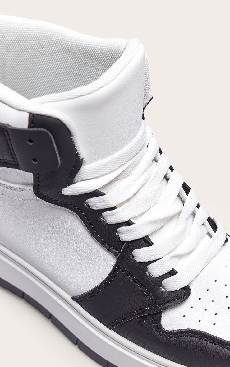 Black and white high-top platform trainers