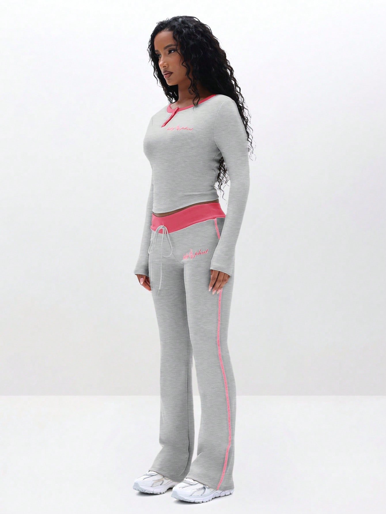 Ribbed Leggings With Pink Contrast Trim