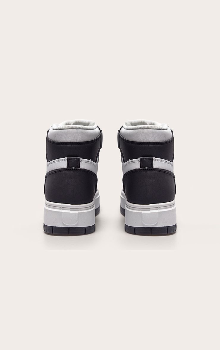 Black and white high-top platform trainers