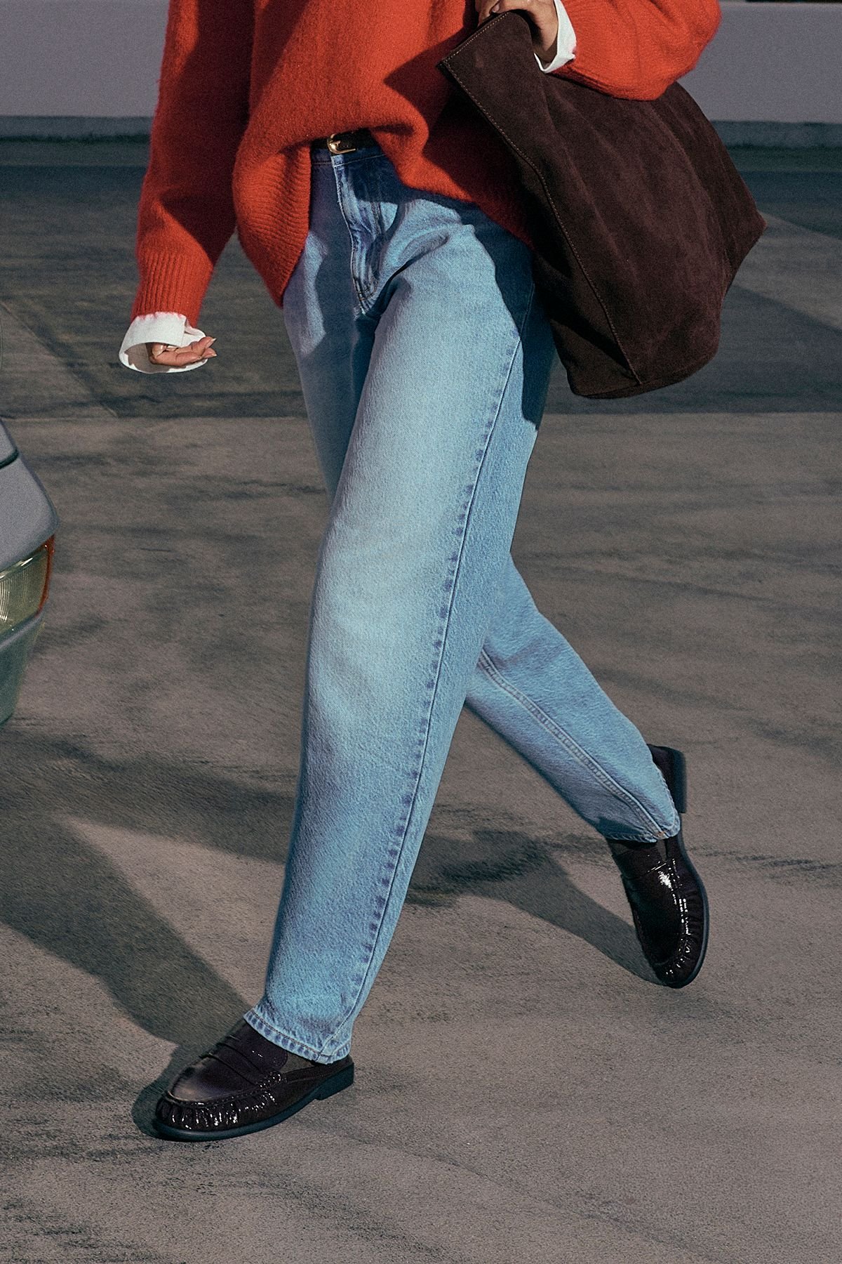Patent croc-effect ruched loafers