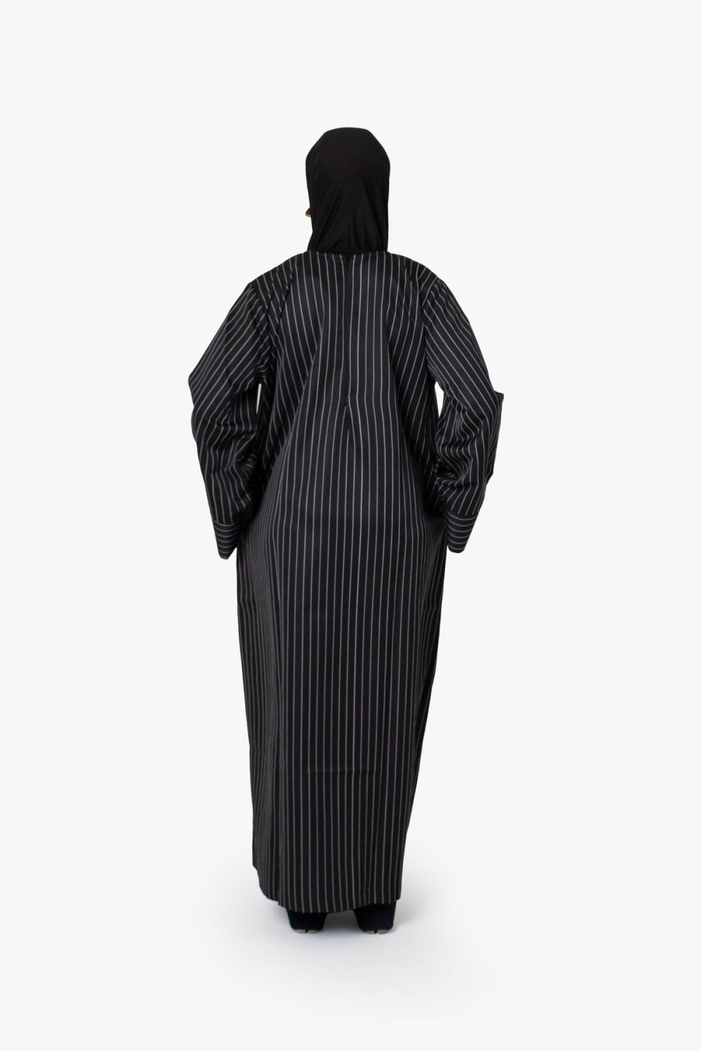 Striped kimono abaya - Black