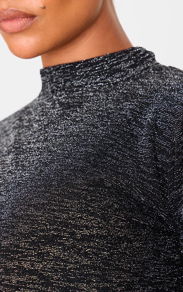 Robe Longue De Maternité À Manches Longues Noire Pailletée