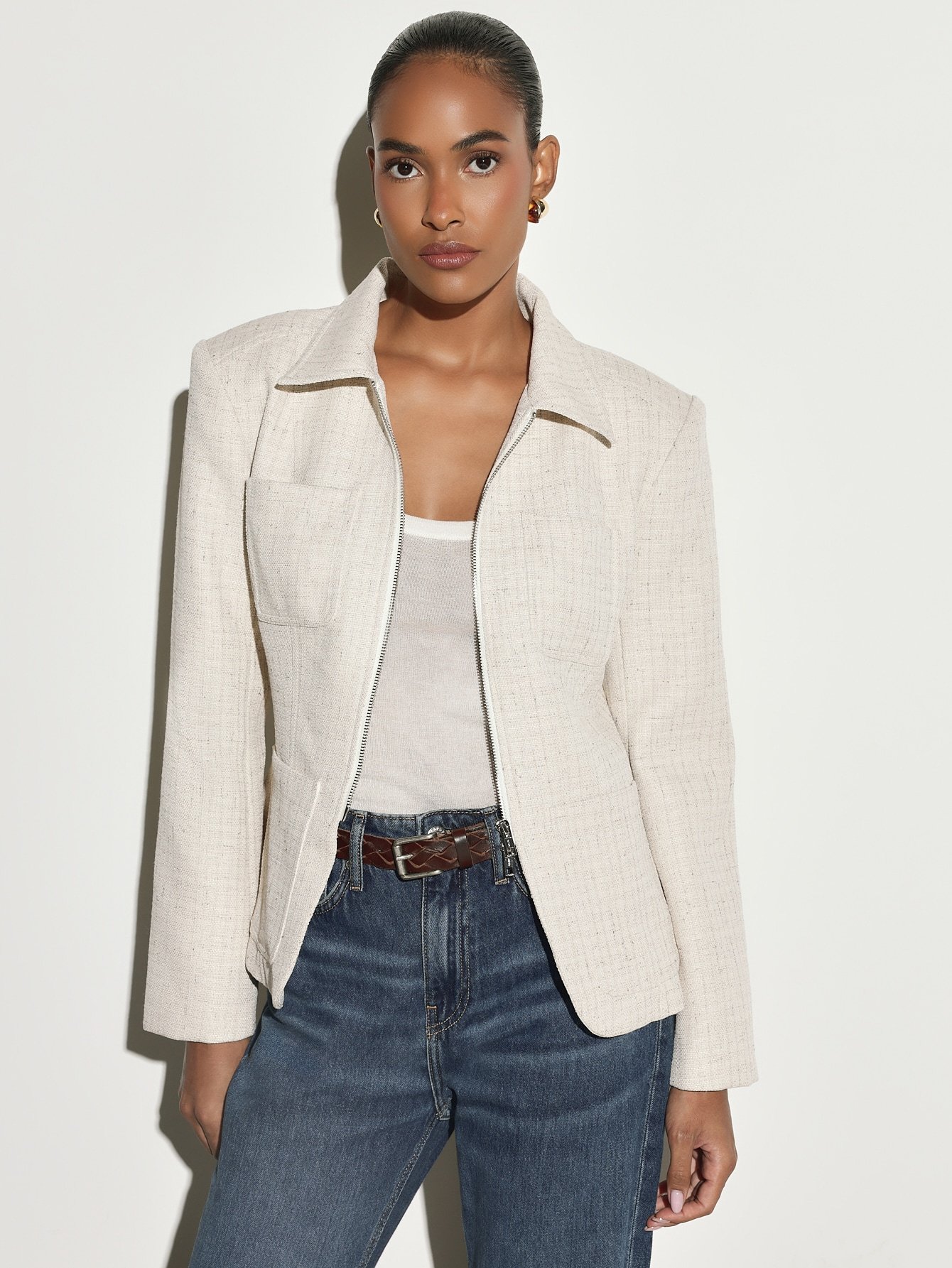 Veste blazer b zip w poches plaquées