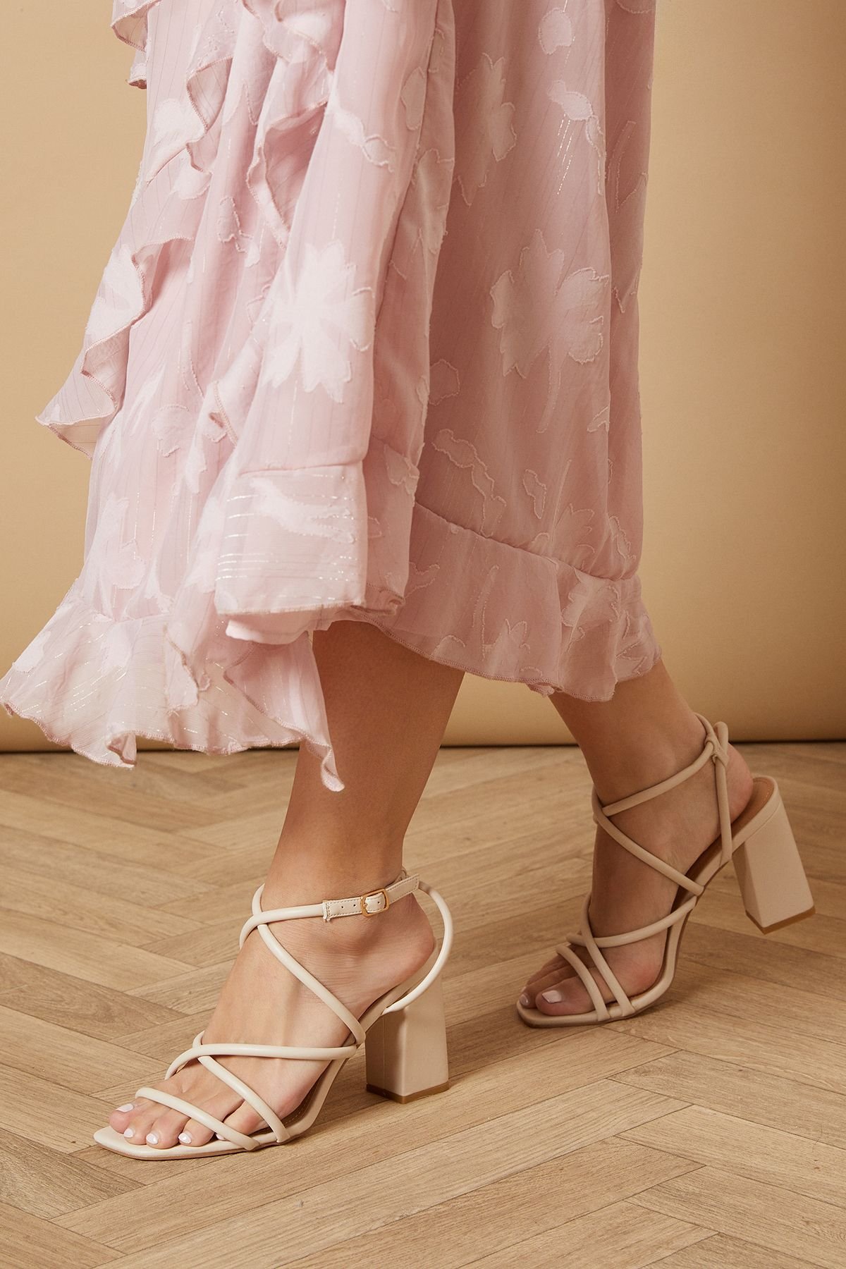 Strappy square heel sandals