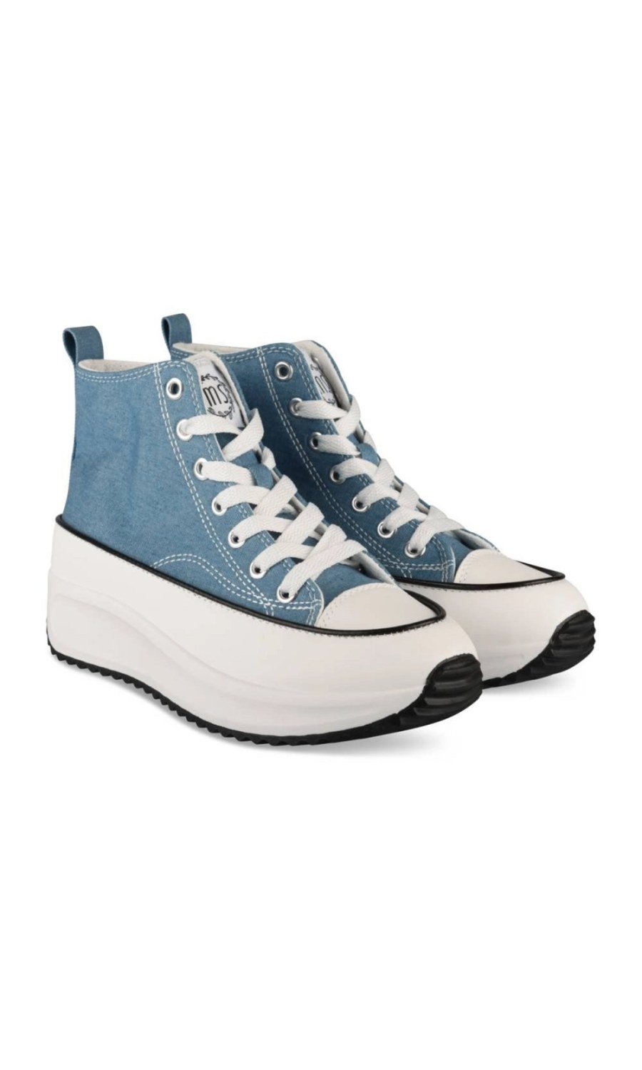Denim-look high-top platform sneakers