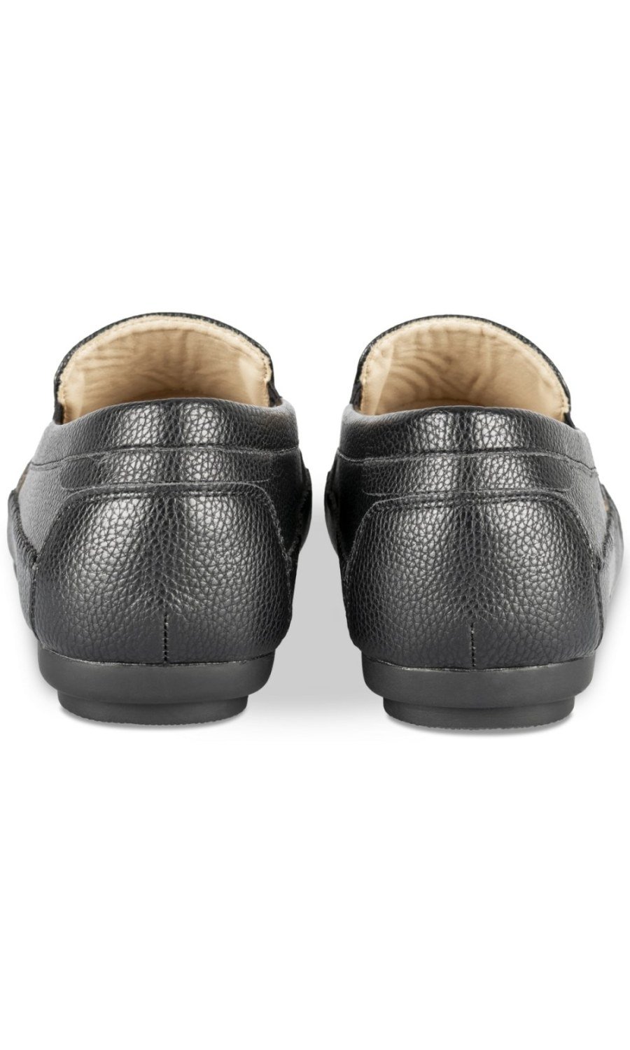 Black grained loafers, elastic gussets