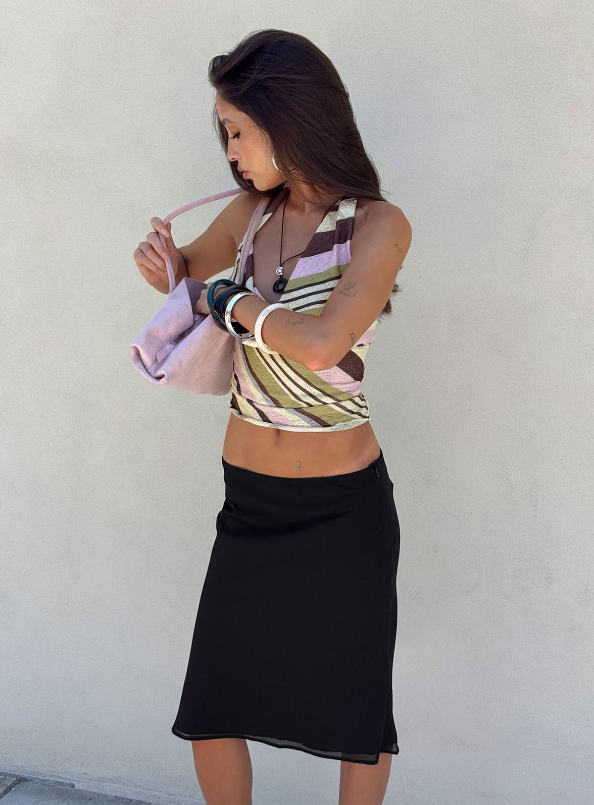 Low-rise midi skirt