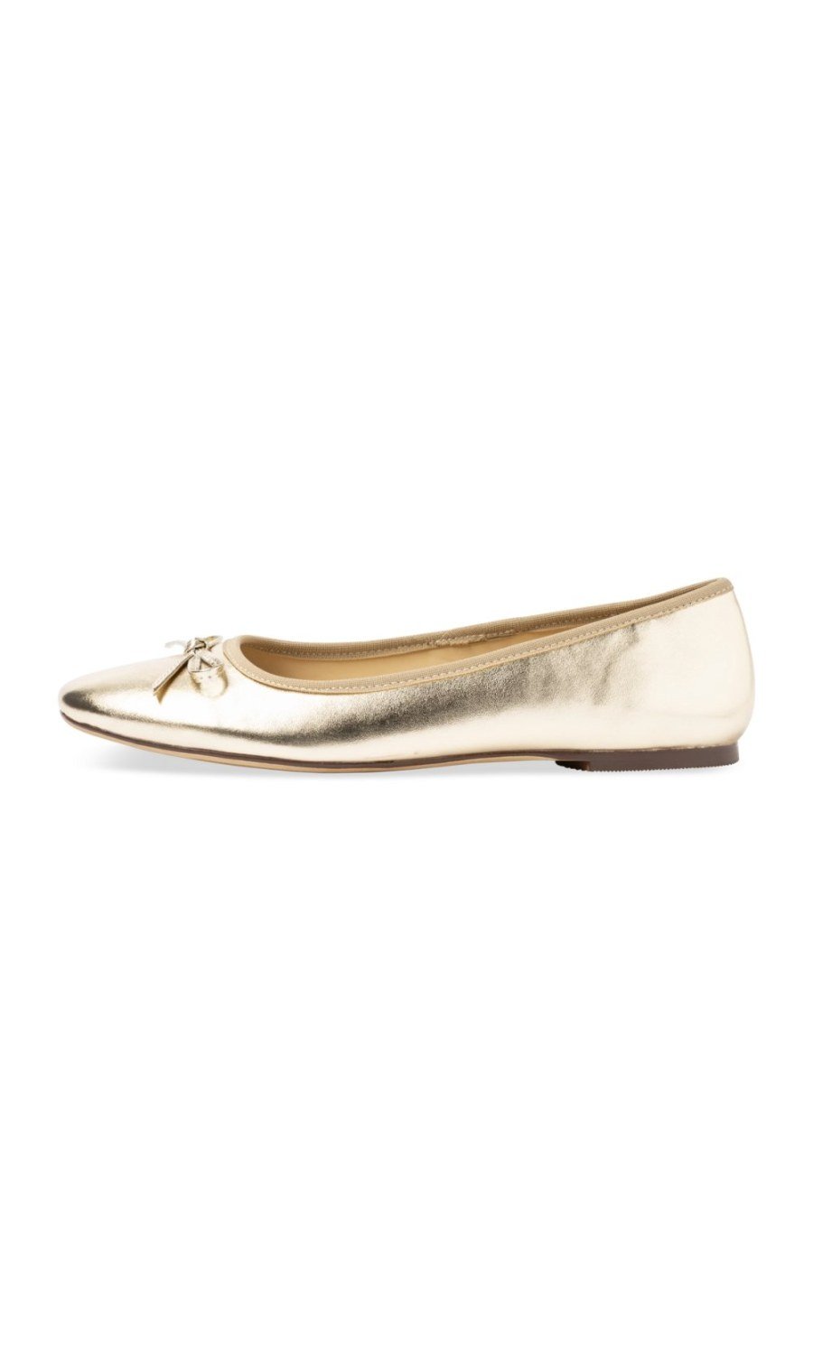 Gold metallic ballerinas with piping