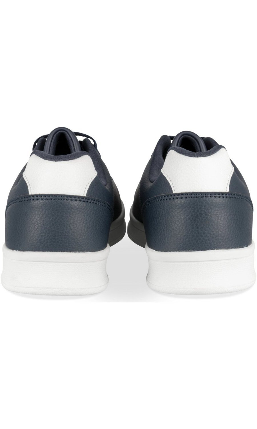 Navy perforated trainers, white heel tab