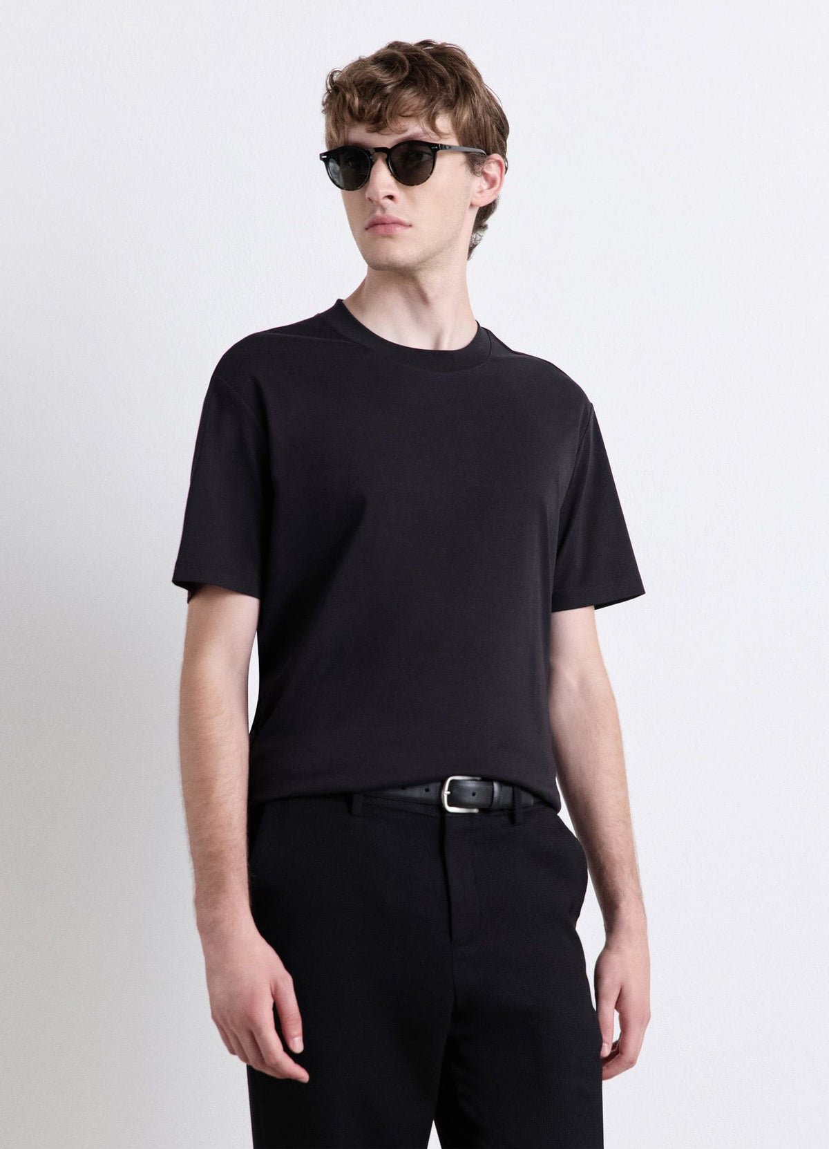 Drop-shoulder crew-neck T-shirt
