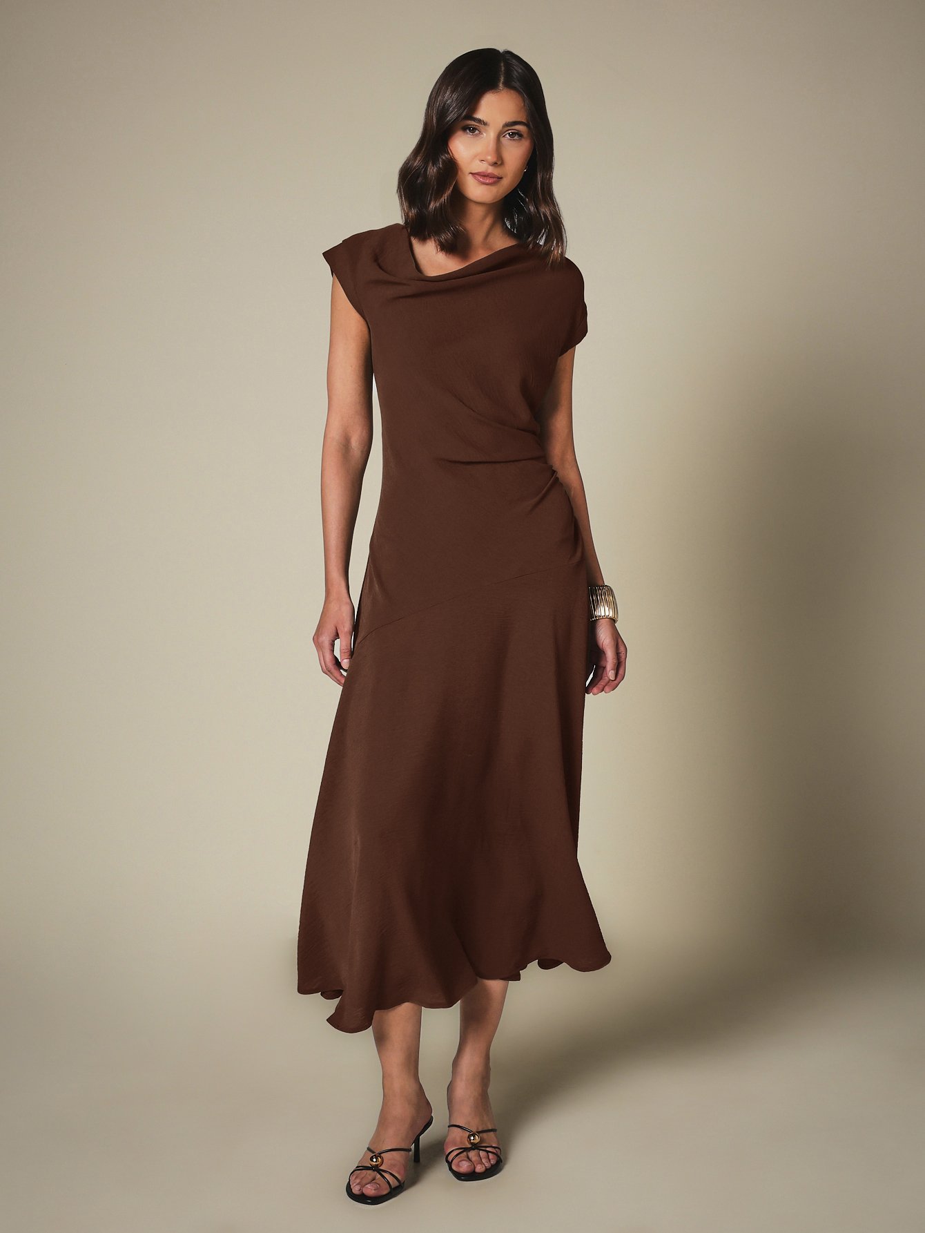 Robe midi col drapé b kmam 9sar
