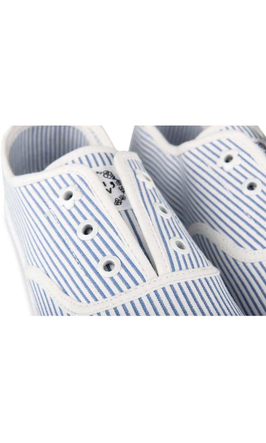 Blue striped canvas plimsolls