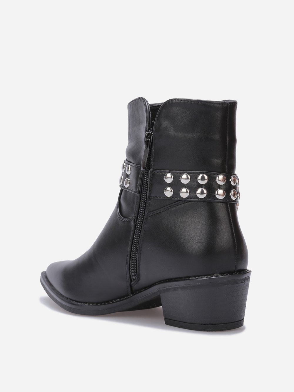 Bottines santiags à bride cloutée noires