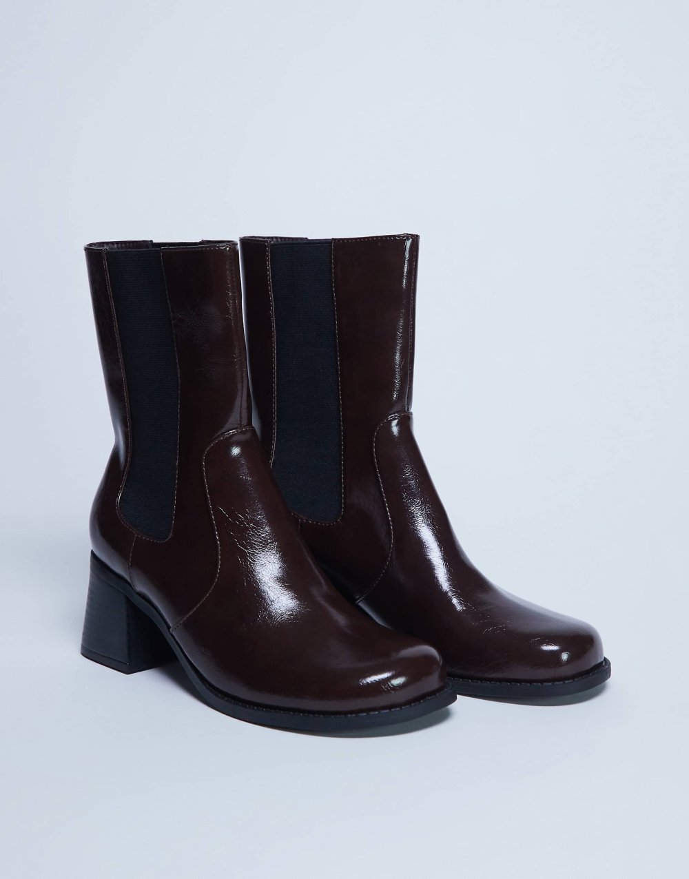 Bottines Chelsea b talon carré bordeaux