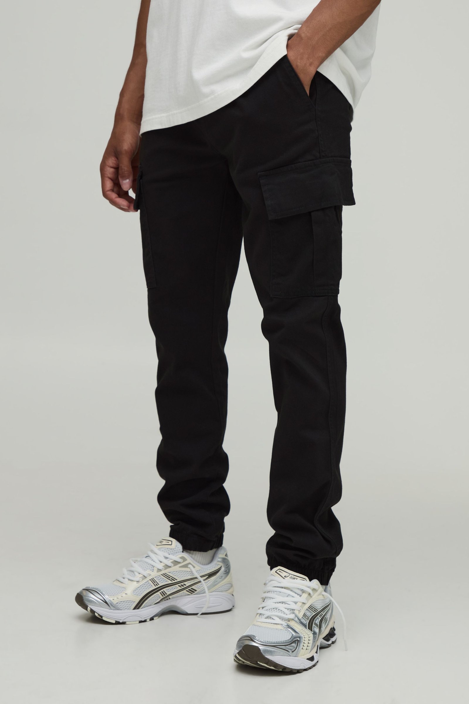 Pantalon cargo skinny élastiqué