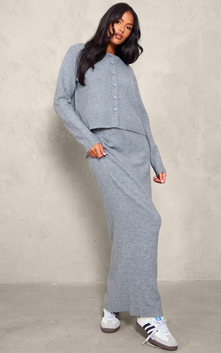 Tall Melange Soft Knit Basic Button-Up Cardigan