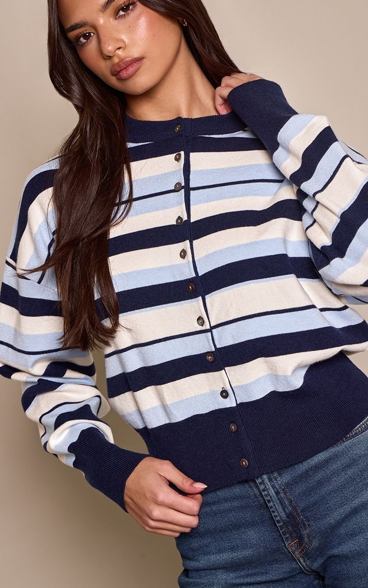 Blue striped cardigan