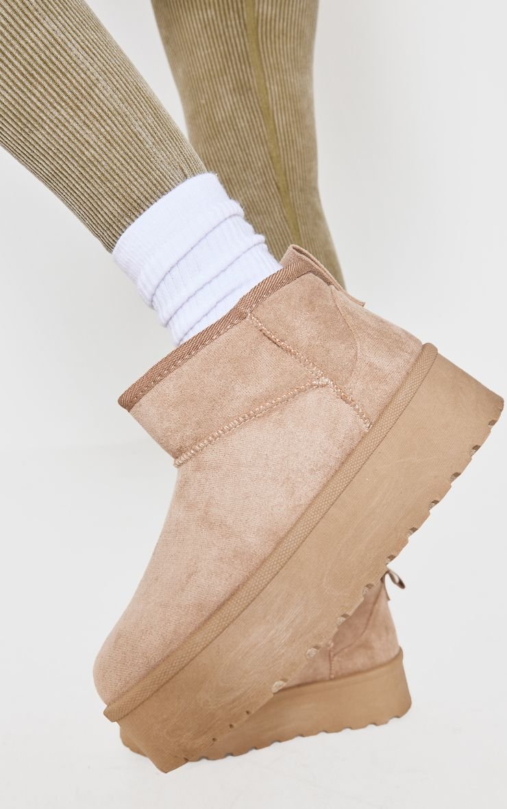 Platform faux suede ankle boots