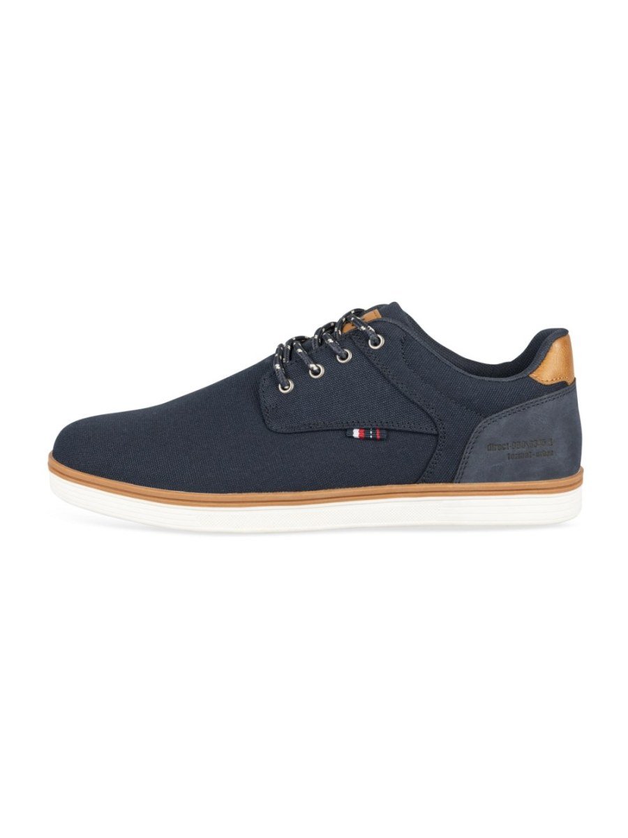Navy canvas sneakers with two-tone sole