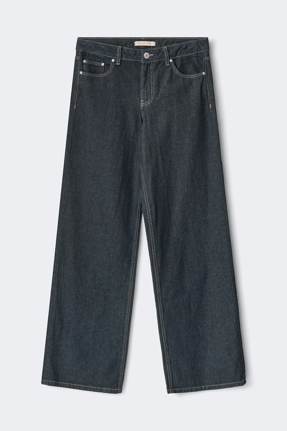 Blue mid-rise wide leg jeans
