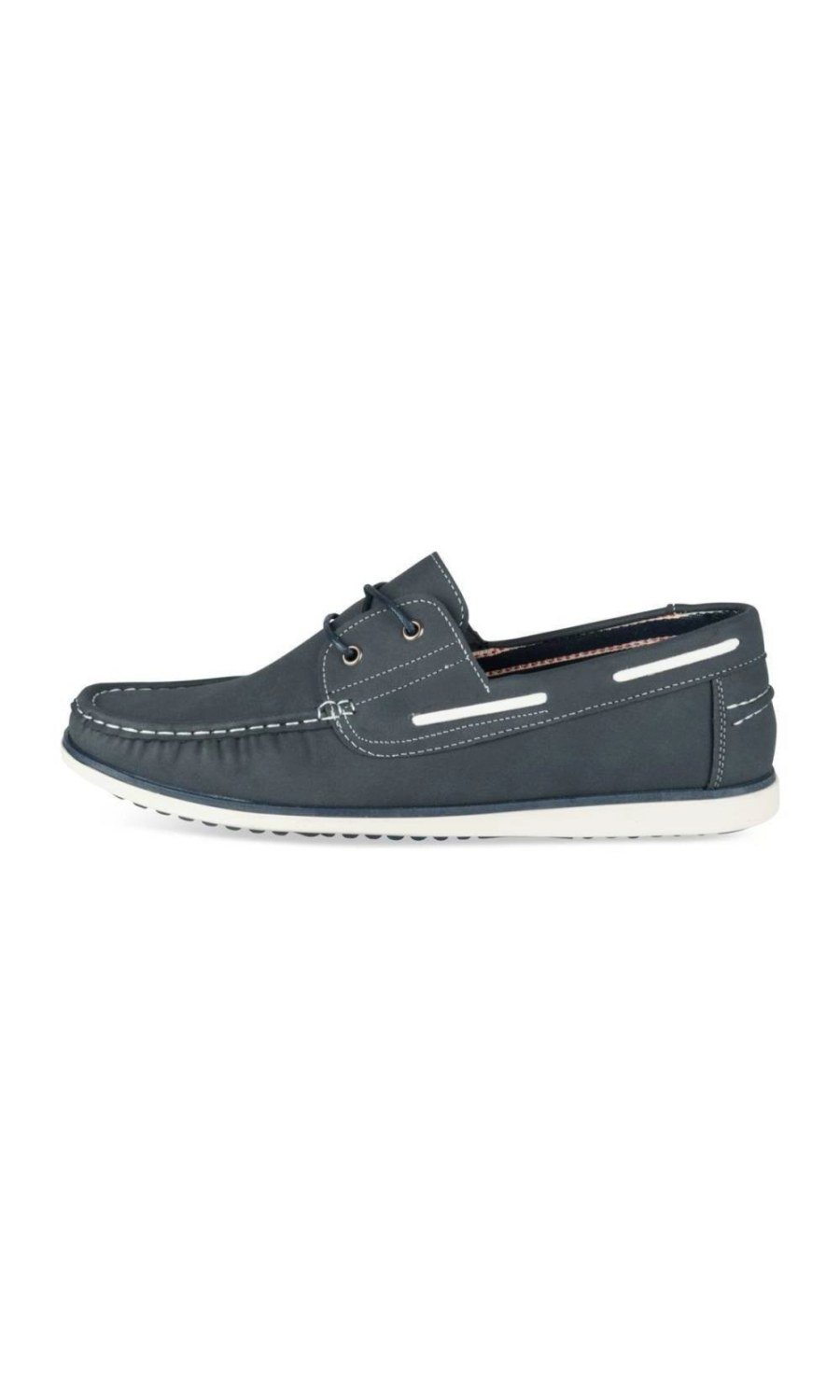 Navy boat shoes with white lace