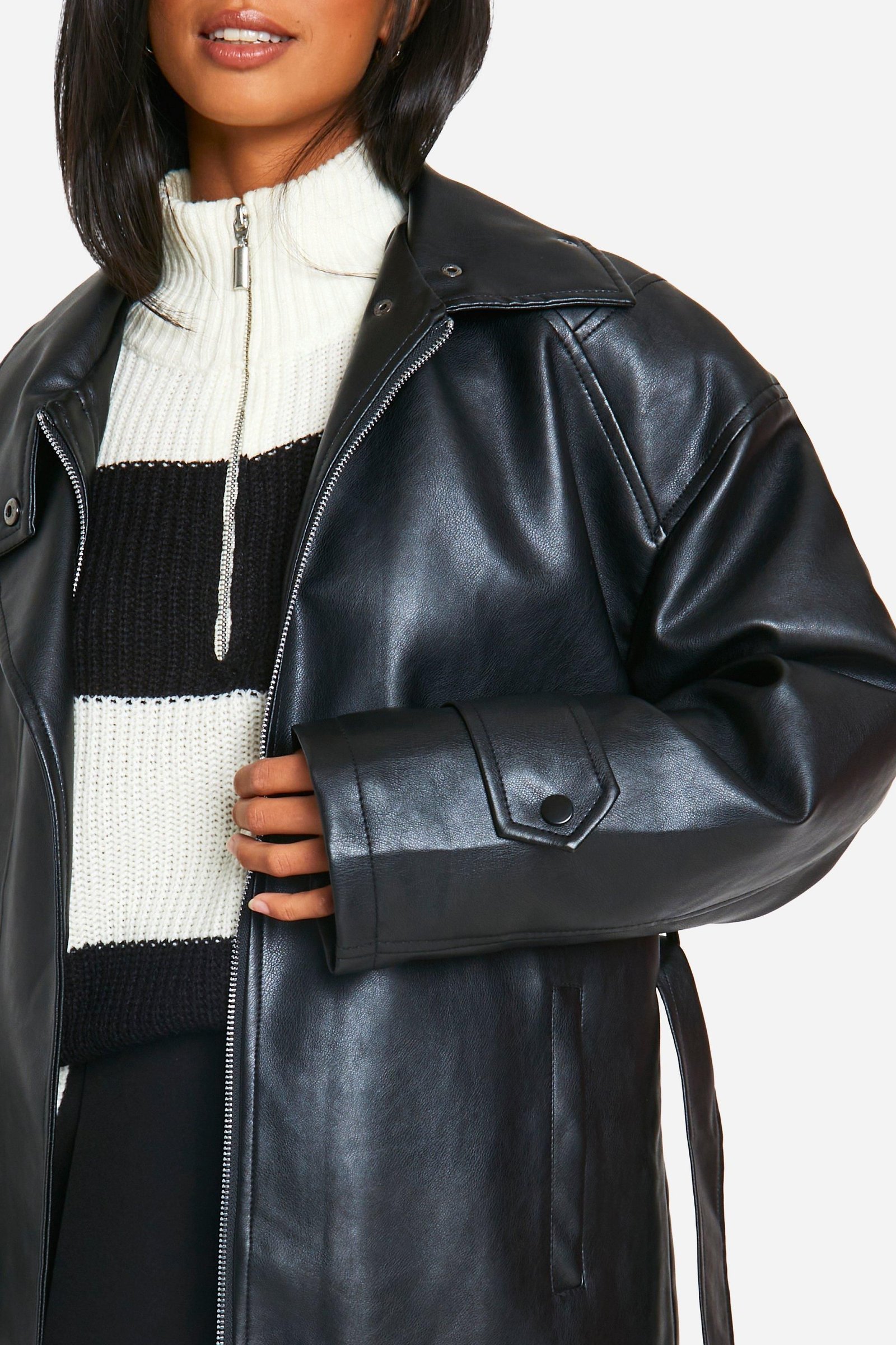 Trench petite b PU b ceinture
