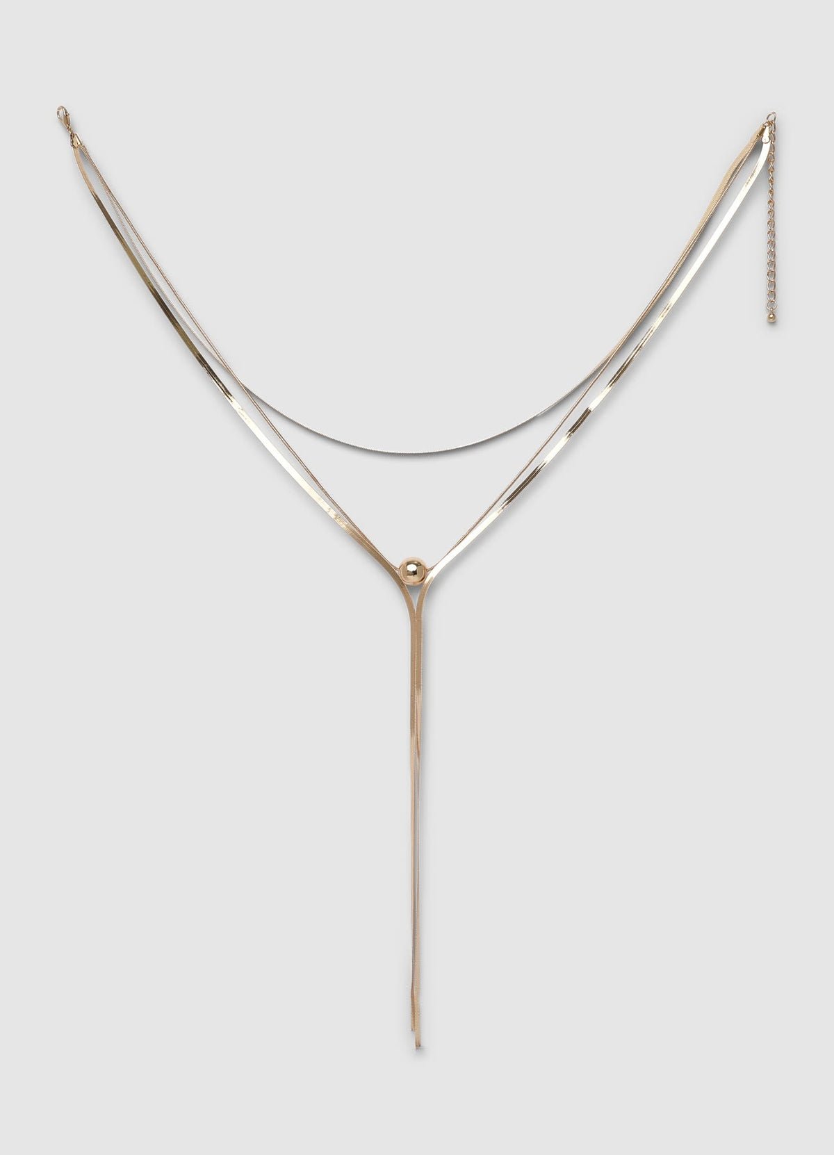 Long three-strand necklace with bead