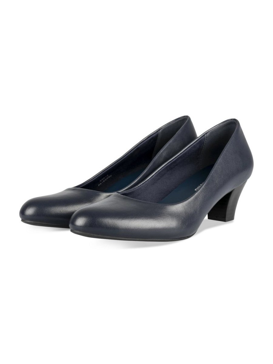 Escarpins talon évasé bout rond bleu marine