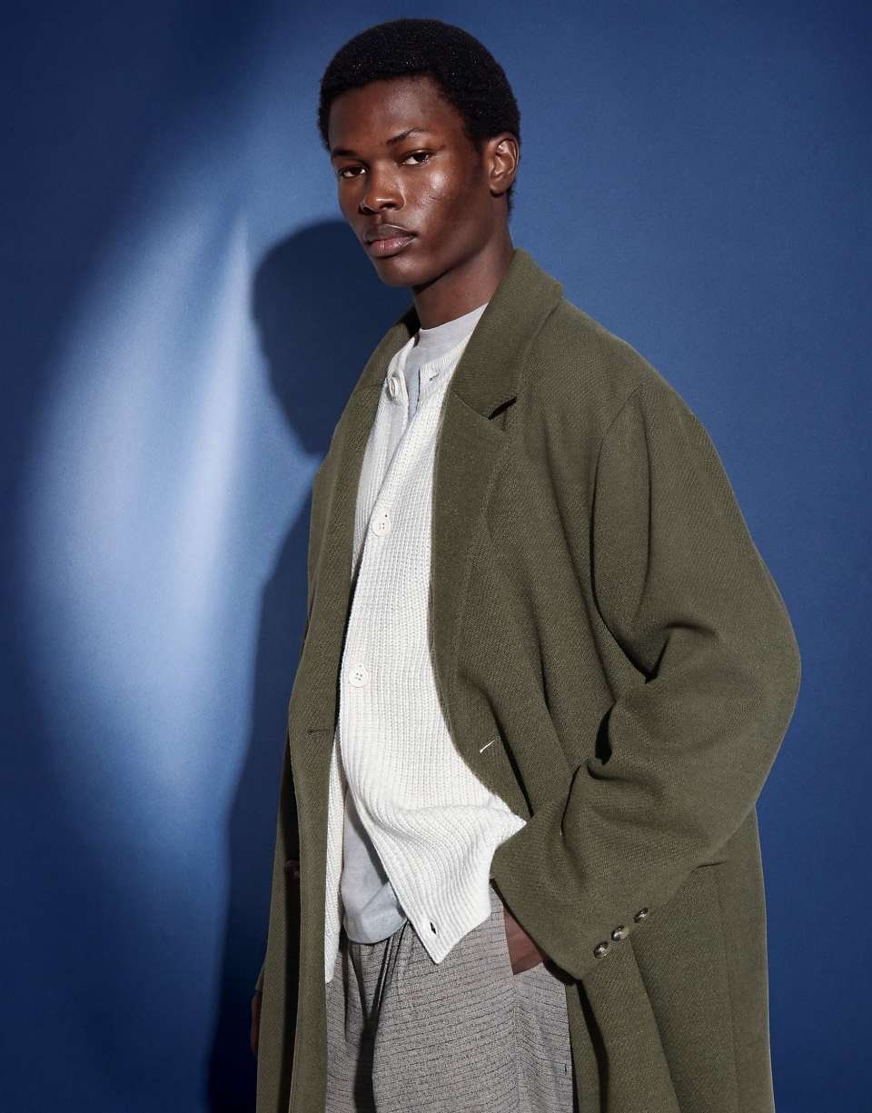 Manteau oversize effet laine vert