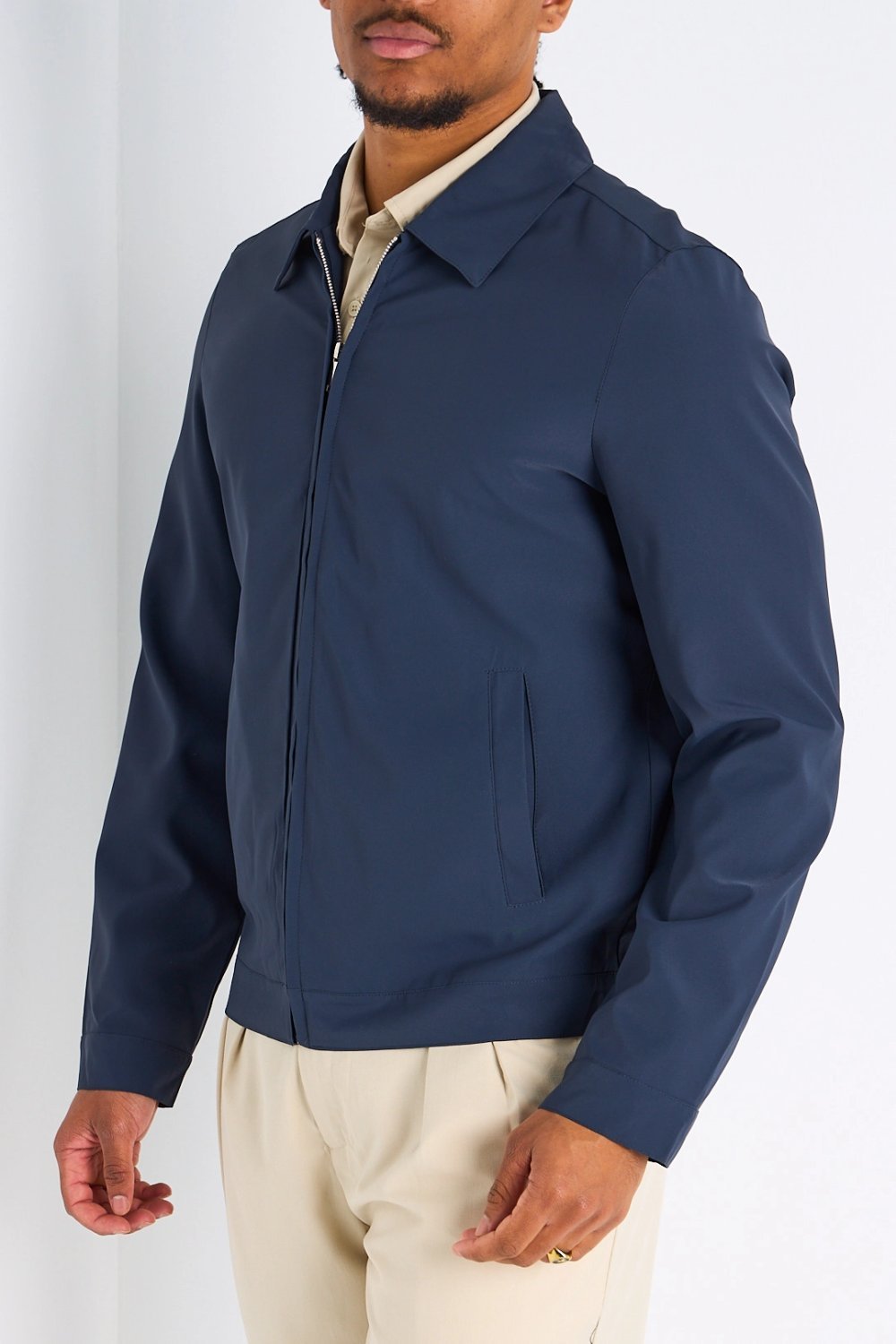 Navy zip-up jacket with collar