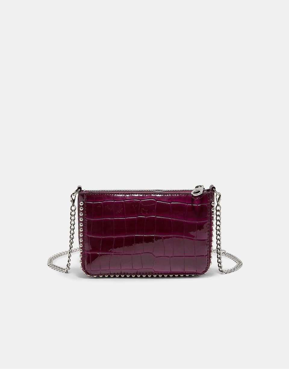 Mini sac effet croco, lon fuchsia