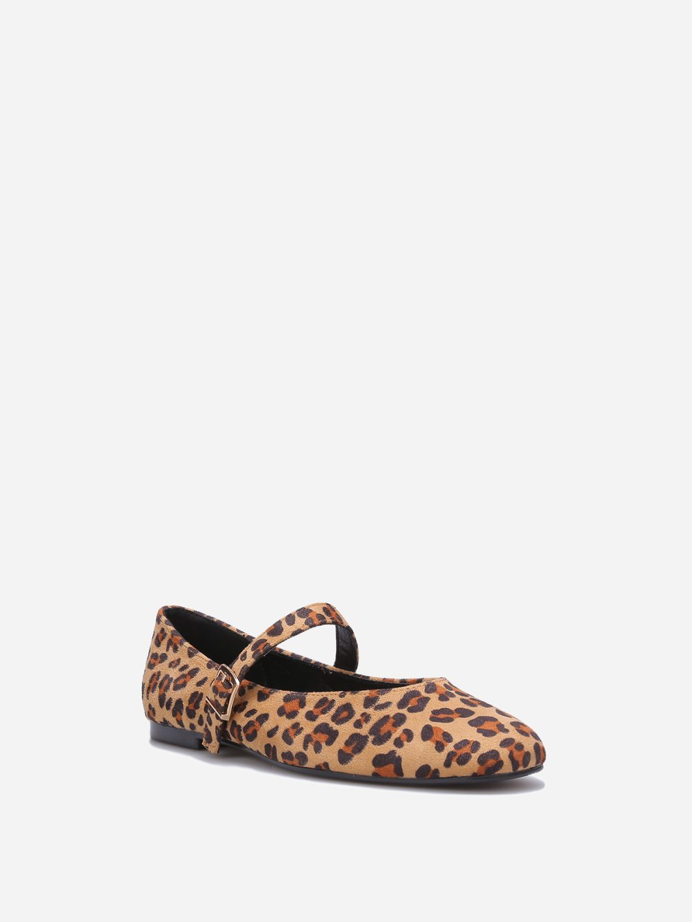 Leopard print strap ballet flats
