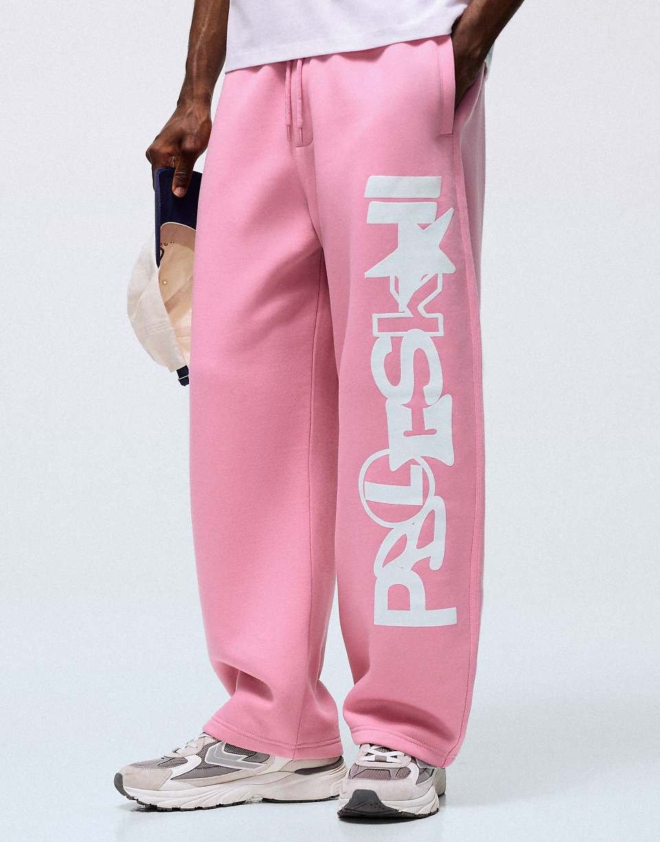 Pantalon ballon avec imprimé sur le côté en rose