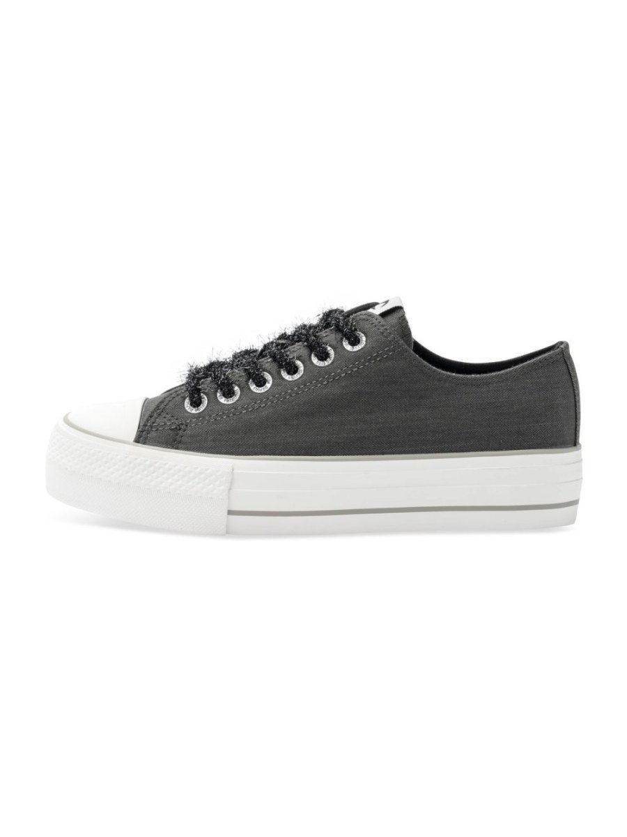 Baskets plateforme lacets brillants noires