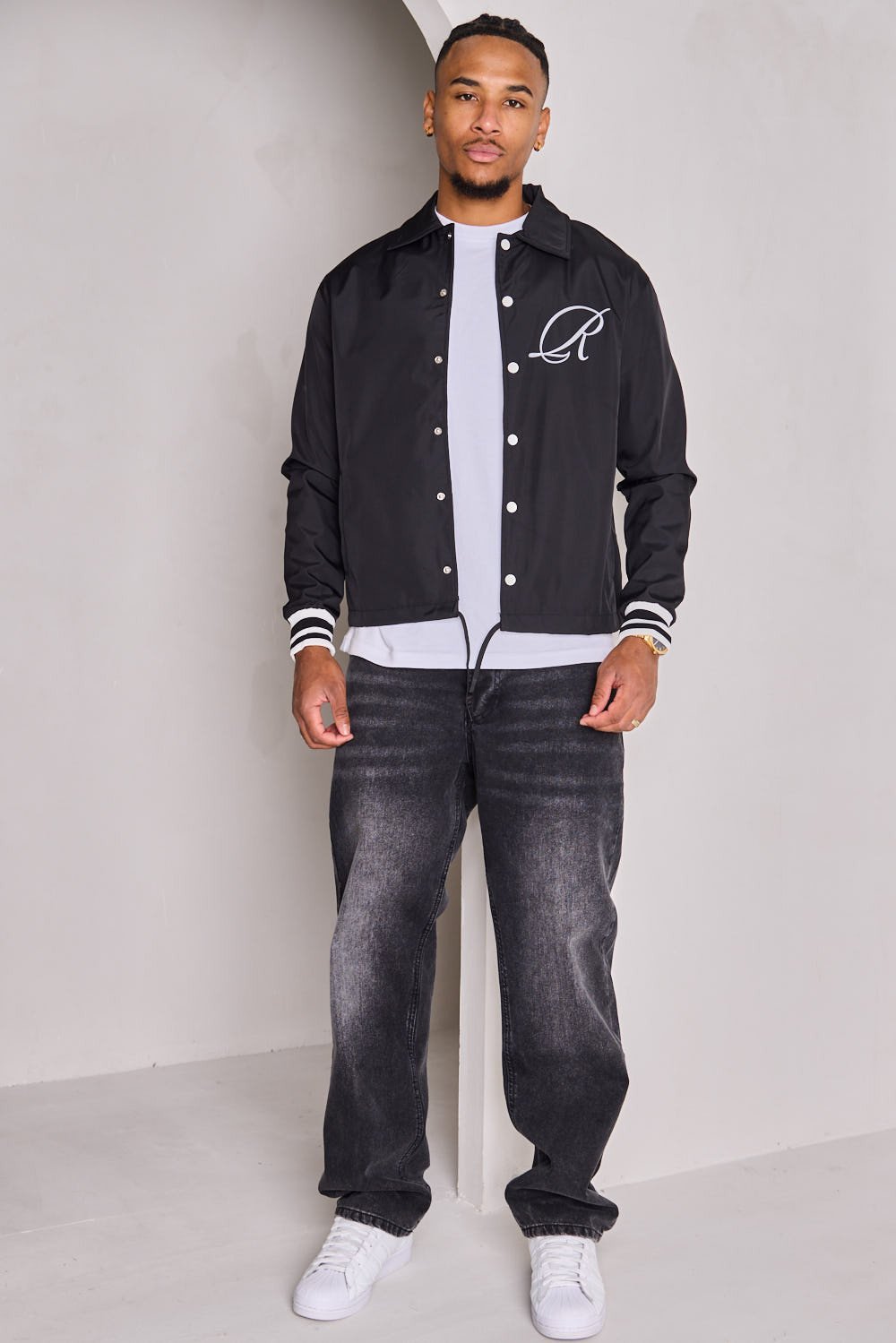 Black button-up canvas jacket