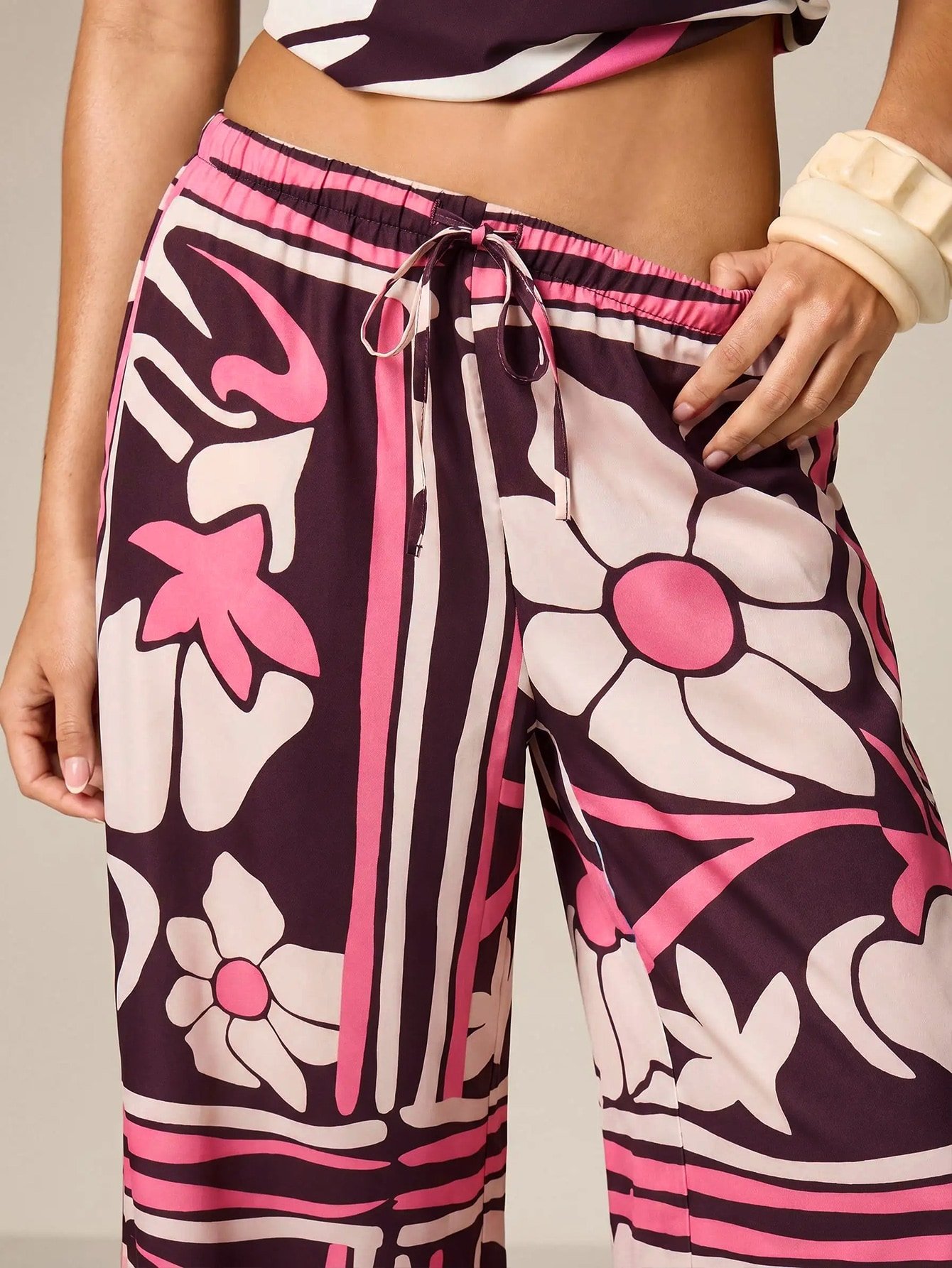 Pantalon large rétro b nwar w westa élastique b cordon