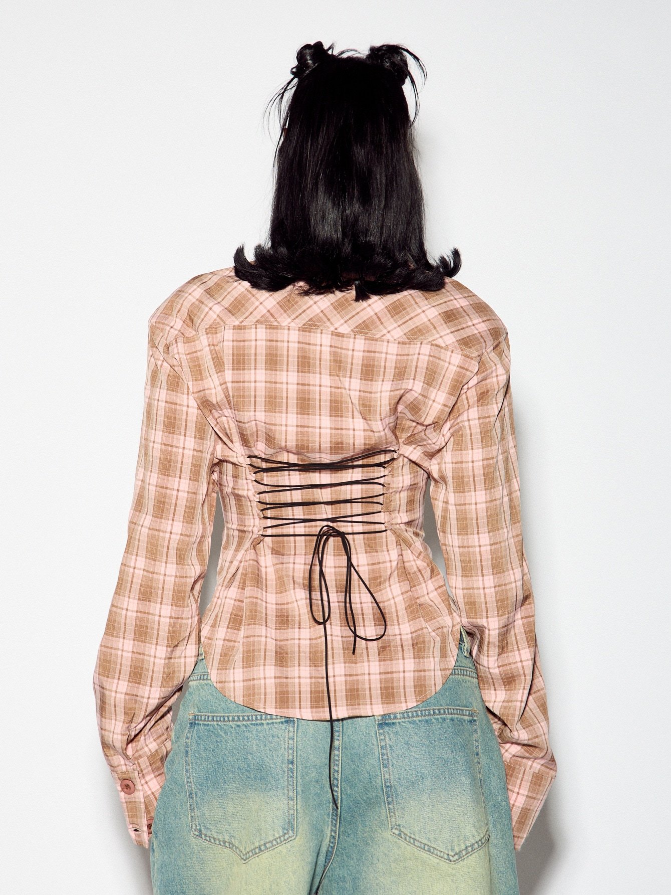 Chemise 9sira carreaux b corset w lacets mn lor