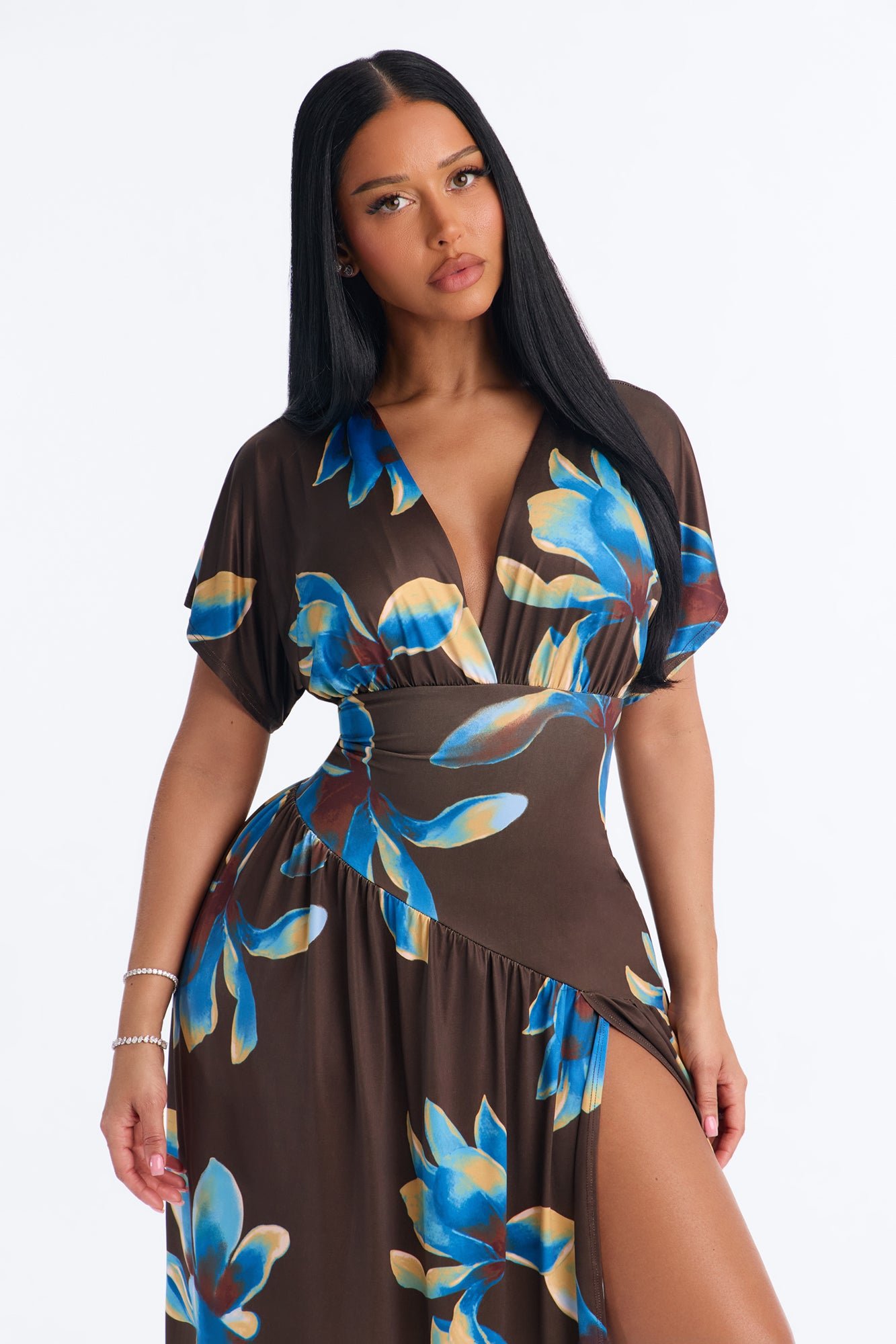 High slit backless midi dress